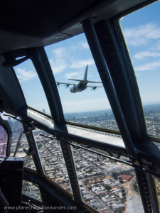 The view from the C130J's cockpit is spectacular, even without another aircraft in close formation