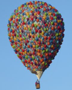 Cameron's "UP" Balloon was designed to look like a collection of small helium balloons.